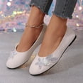 thumbnail image 4 of Gpaecead Women's Rhinestone Floral Ballet Flats Faux Suede Slip On Cushioned Dress Shoes For Office, Party And Commute White, 4 of 8