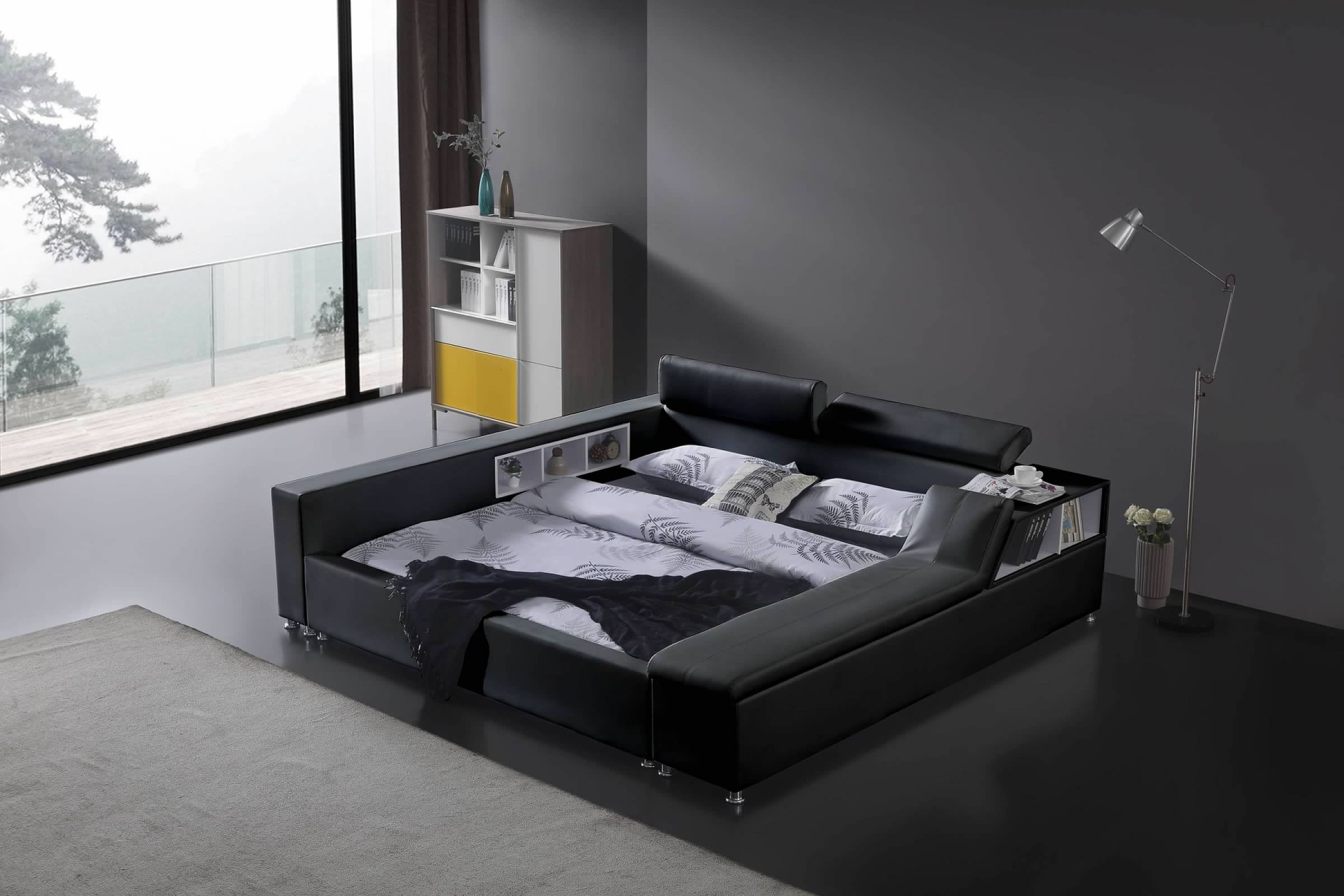 Modern Upholstered Platform Bed With, Pedestal Bed King