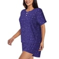 thumbnail image 3 of Womens Pajama Sets With Pocket, Deep Purple Glitter Pattern Lounge Sets Short Sleeve Sleepwear PJ Sets for Women, 3 of 6
