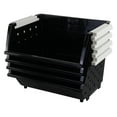 thumbnail image 6 of CintBllTer 4 Pack Plastic Stackable Storage Baskets, Large Stacking Bins for Organizer, Black, 6 of 7