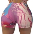 thumbnail image 2 of Fuzoiu Pink Parrot Tropical Blossoms Print Women's Workout Shorts,Workout Biker Shorts Women,Exercise Fitness Shorts,Scrunch Short, Athletic Shorts for Gym Yoga Running Sport Active-Large, 2 of 8