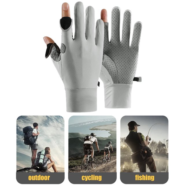 Guantes De Sol Guantes De Seda De Hielo Guantes De Sol Seda De Hielo Protección UV Guantes De Pesca Antideslizantes Transpirables 2 Dedos Cortados Guantes Para Hombres Verano ANGGREK Otros