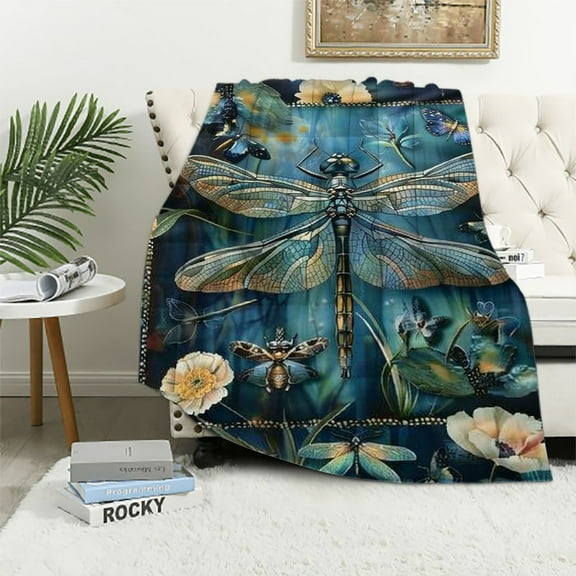 BCIIG Dragonfly blankets, dragonfly gifts for women, soft dragonfly blankets, decorative gifts for dragonfly lovers, suitable for bed sofa decoration 40x50in
