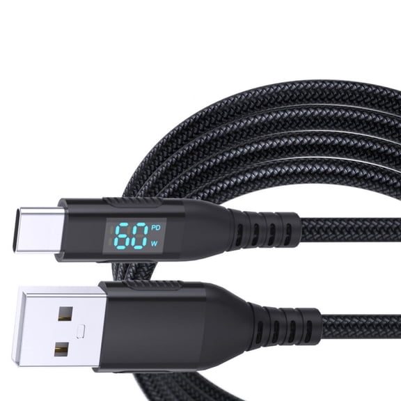 Long USB C to USB C Cable Fast Charging Cord Fast Charging Cable LED Display USB Cable Easy to Carry for Smartphones