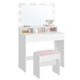 thumbnail image 1 of VASAGLE Coiffeuse avec Lumières et Tabouret, Bureau de Maquillage avec Tabouret de Coiffeuse, Luminosité Réglable, Table de Coiffeuse, 2 Tiroirs, 3 Compartiments, 1 of 6