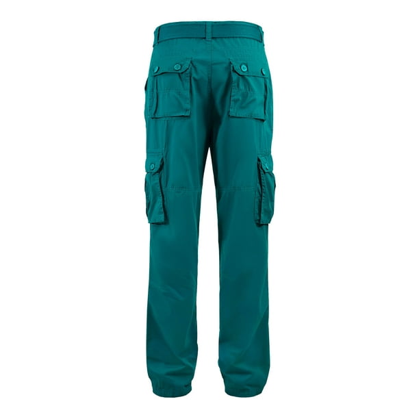 G-Style Men's Essential Enzyme Washed Twill Cargo Pants Turquoise