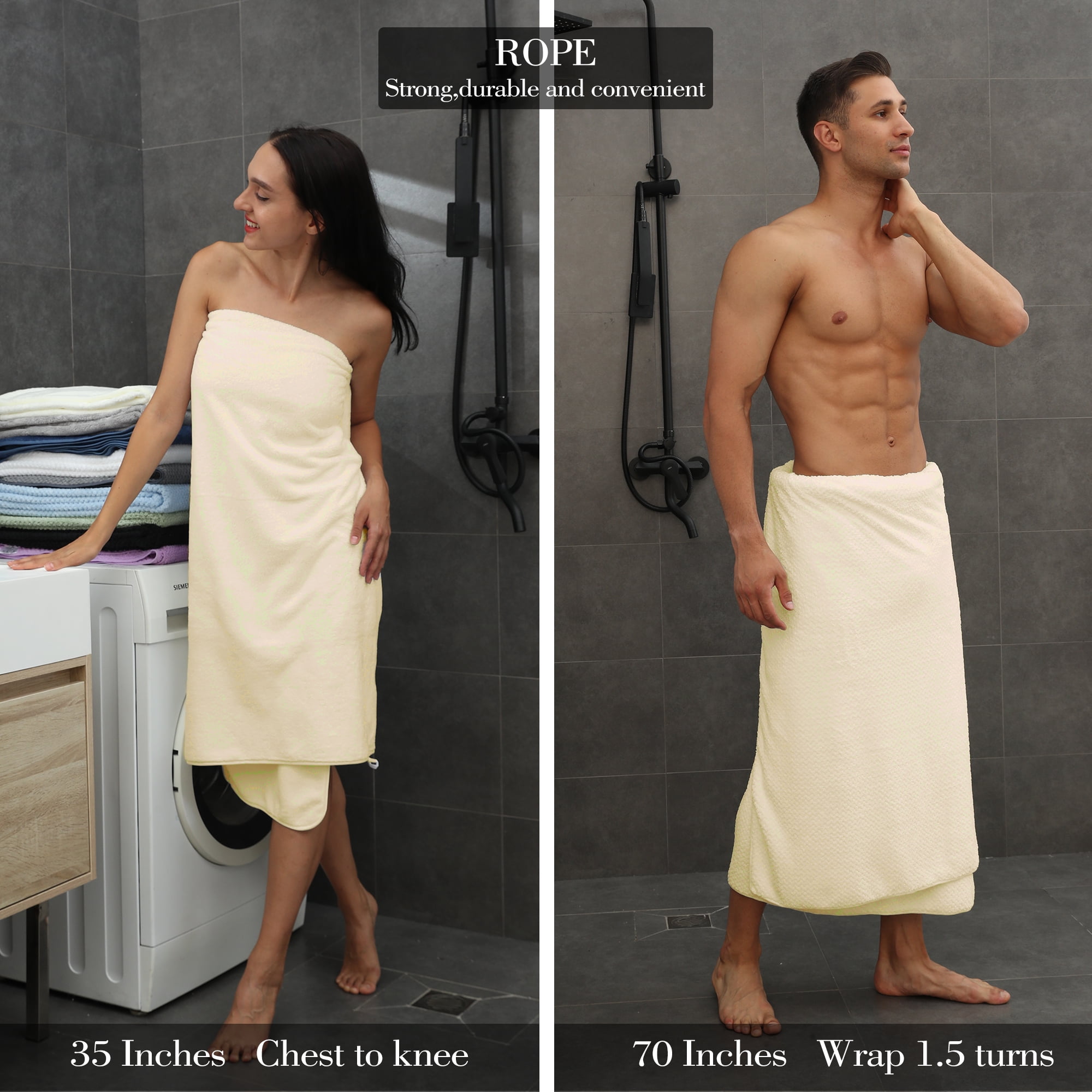 Smuge 4 Pack Oversized Bath Towel Set (35 x 70 in,Cream) Ultra Soft Plush Bathroom Towels 700 GSM Highly Absorbent Quick Dry Bath Sheets Towels for Spa Hotel Gym