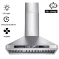 thumbnail image 1 of BRANO 36 Inch Range Hood Wall Mount 900 CFM Stainless Steel Kitchen Hood with Voice/Gesture/Touch Control, 1 of 8