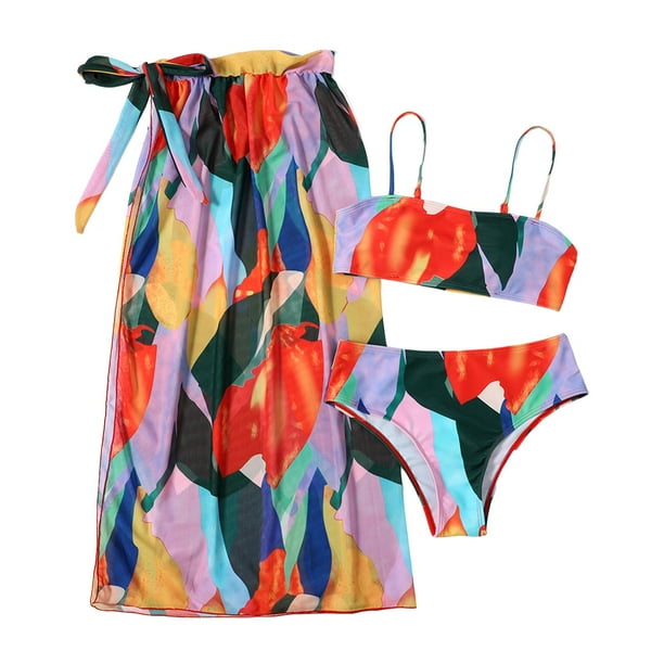 Traje de baño Bikini Top Halter Bikini Traje de baño Mujeres Conjuntos de bikini con falda de cubierta M