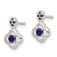 thumbnail image 3 of FJC Finejewelers 925 Sterling Silver Polished Purple CZ Flower Post Dangle Earrings 11 x 7 mm, 3 of 6