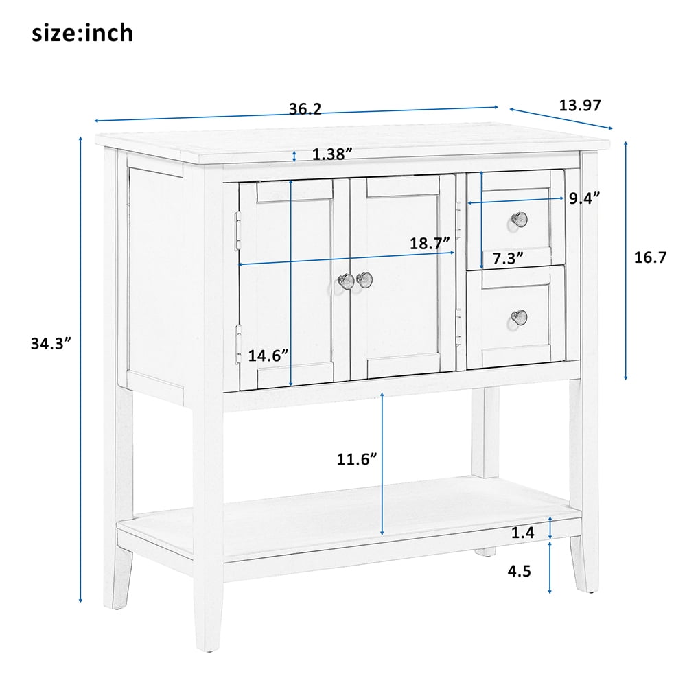 Lowestbest 36" Entryway Side Table, Modern Console Table for Living Room with 2 Drawers, 1 Cabinet and 1 Shelf (Green) Lowestbest 36" Entryway Side Table, Modern Console Table for Living Room with 2 Drawers, 1 Cabinet and 1 Shelf (Green)