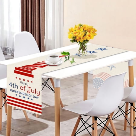 

12.6X71.7 American Independence Day Table Runners Dining Table Non Slip Heat Insulation Linen Tablecloth Independence Day Table Towel