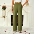 thumbnail image 5 of Olyvenn Fashion High Waisted Work Pants for Women Business Casual Outfits Wide Leg Office Button Workout Dress Trousers Pockets Army Green XL, 5 of 5
