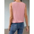 thumbnail image 4 of Tank Top for Women Keyhole V Neck Sleeveless Summer Casual Loose Fit Business Cute Floral Basic Shirt Blouse Pink XL, 4 of 6