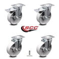 thumbnail image 2 of 5 Inch Semi Steel Wheel Swivel Top Plate Caster Set 2 Total Lock Brakes SCC, 2 of 2
