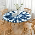 thumbnail image 3 of Blue White Tie Dye Mandala Pattern Round Fitted Tablecloth with Elastic Edge,Dining Table Cover Waterproof,Outdoor Round Tablecloth for Camping,Dining,Indoor and Outdoor, 3 of 7