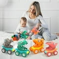thumbnail image 3 of Baby Dinosaur Toy Cars for 1 2 3 Year Old Toddlers, 3-Pack Press and Go Dino Trucks for Kids Infants, 3 of 6