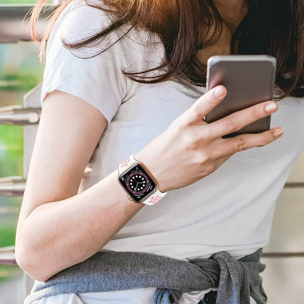 Sport Band Compatible for Apple Watch Bands 42mm 44mm 45mm Breathable Soft Silicone Sport Replacement Strap Women Men Compatible for iWatch Series