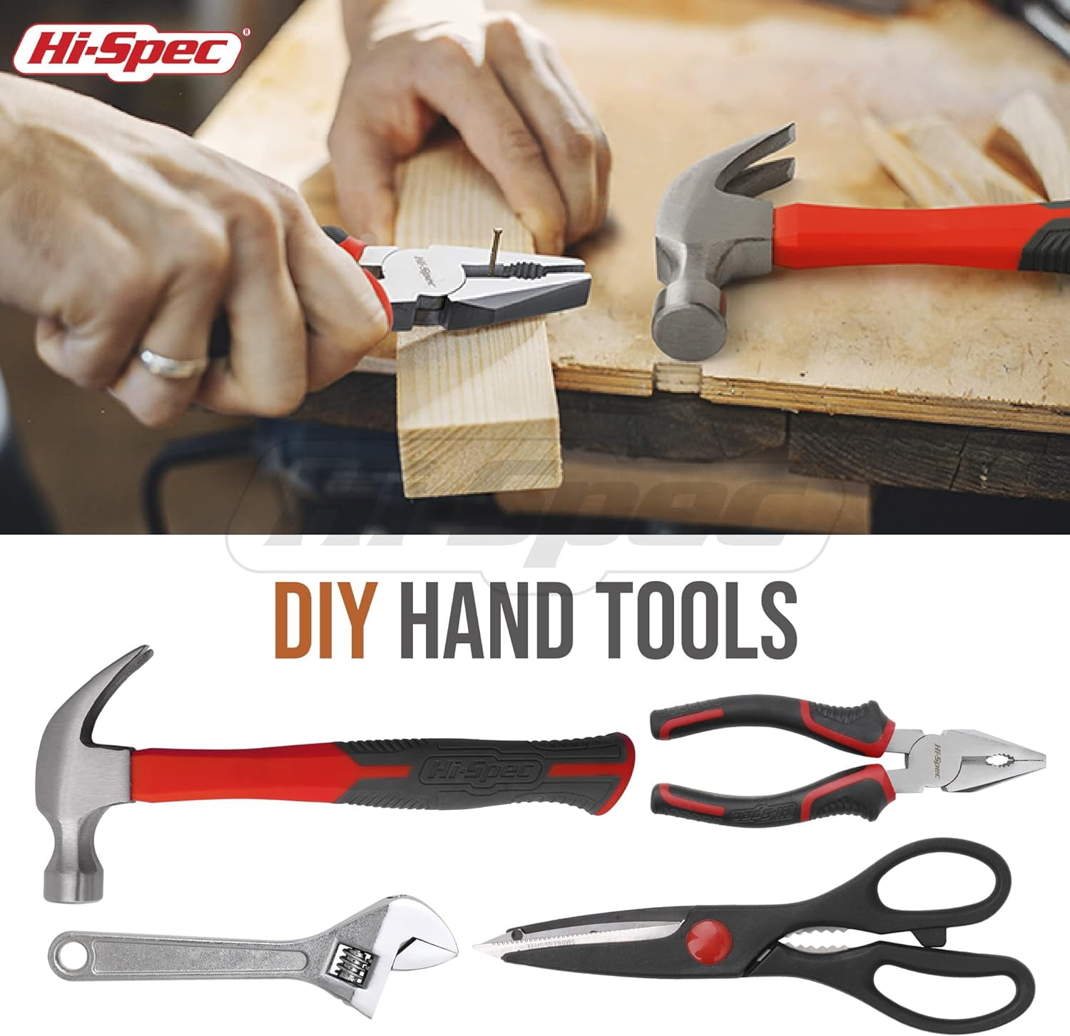 Hi-Spec 54pc Red Big Complete Home DIY Ladies Tool Box Kit. Household, Office & Women Portable Set