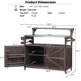 thumbnail image 2 of 53.3" Outdoor Kitchen Island with Raised Shelf, Solid Wood Storage BarCart with Stainless Steel Top, Outdoor Rolling Grill Cart with Spice Rack, Brown, 2 of 10