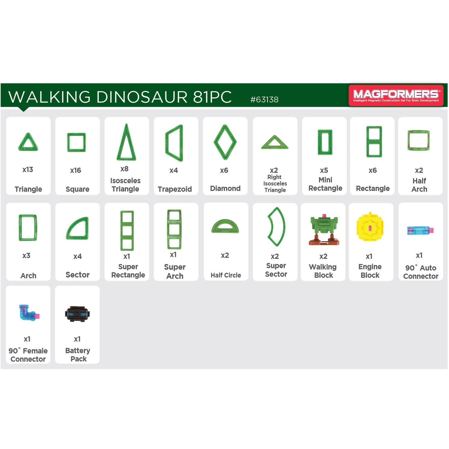 magformers walking dinosaur
