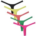 thumbnail image 2 of Botmois 5Pack Men's Spandex Thongs Solid Mini Bottoms Tangas Underwear Soft Bathing Bikini G-string Hipster Lingerie Panties BLRY M, 2 of 4
