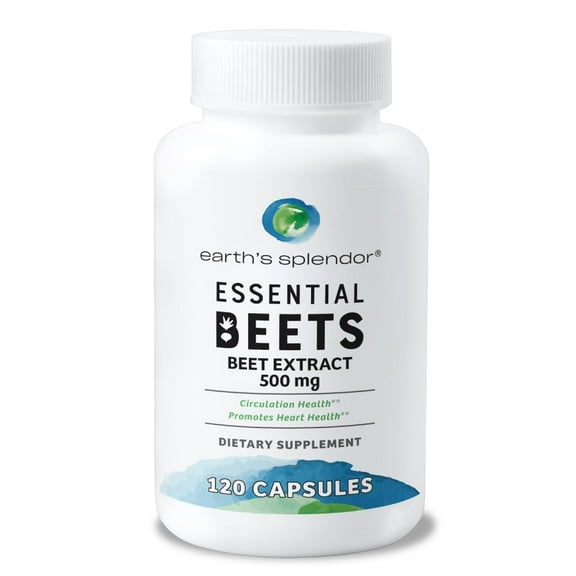Earth's Splendor Essential Beets Dietary Supplement - Premium Beet Root Extract for Heart Health, Enhances Athletic Performance, 2-Month Supply, Vegan & Allergen-Free