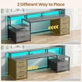 thumbnail image 4 of SEDETA Home Office Desk with LED Lights & Power Outlet, 66" Computer Desk with 5 Drawer and Storage Shelves, Gaming Desk with Printer Cabinet and Monitor Stand, Grey, 4 of 8