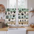 thumbnail image 2 of Teal Brown Paw Print Tier Curtains, Vintage Farmhouse Wooden Grain Light Filtering Kitchen Curtains, 2Pcs Rod Pocket Half Window Treatments Panels for Sink Cafe Cabinet Basement 27.5x45 Inches, 2 of 9