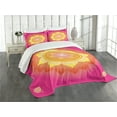 thumbnail image 3 of Ambesonne Leaf Quilted Bedspread Set 3 Pcs, Lotus Planet Astral Cosmic, Queen Size, Hot Pink Yellow Red, 3 of 5