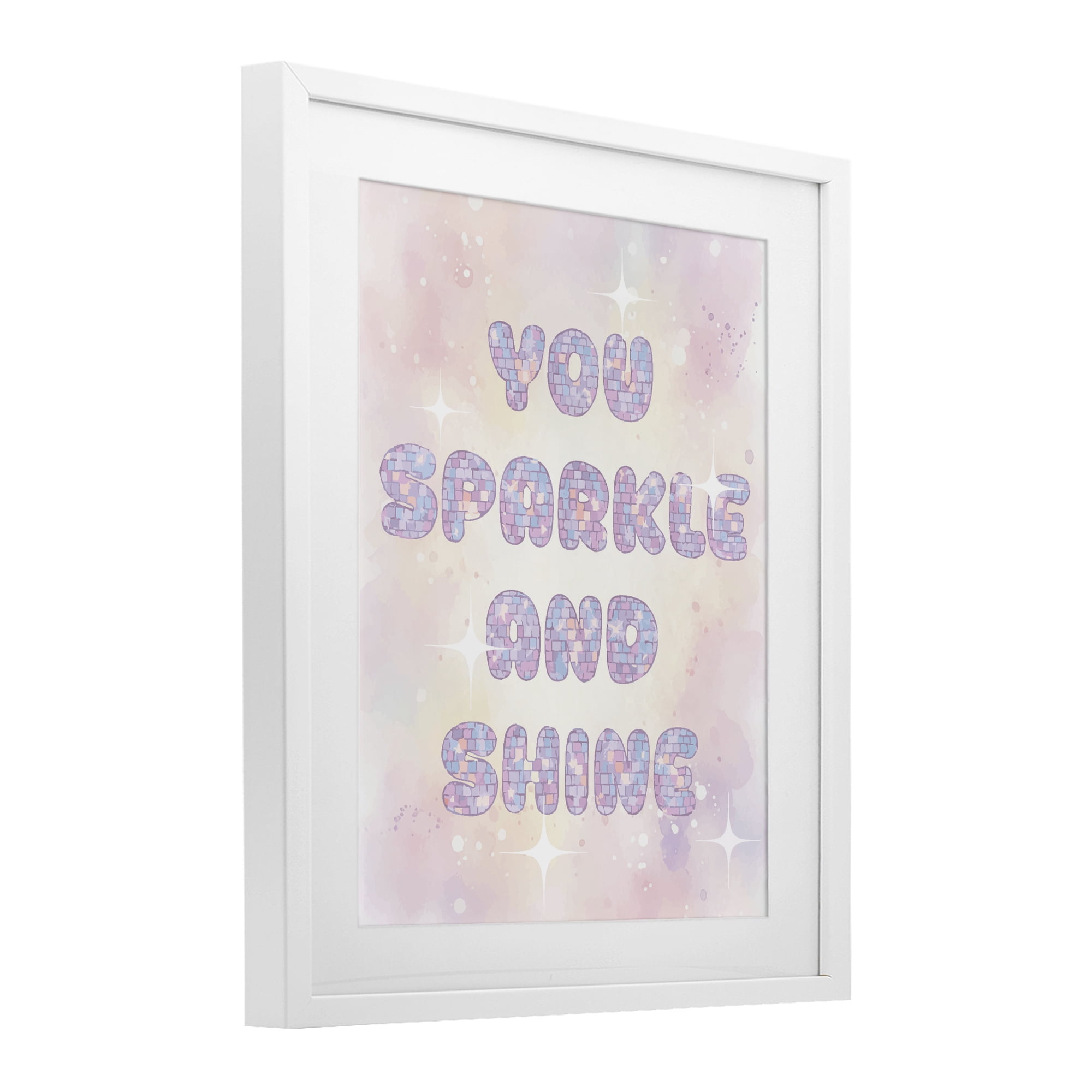 Stupell Industries You Sparkle And Shine Pastels White Framed Print Under Glass, design by Lil' Rue
