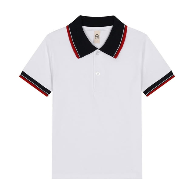 WEIYLL Polo Shirts for Boys Short Sleeve Button Down Patchwork Closure Comfortable Soft Fabric Graphic Tops for 11-12 Years