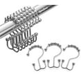 thumbnail image 4 of Shower Curtain Rings Hooks - Chrome Finish - Premium 18/8 Stainless Steel - Double Hooks, 4 of 9
