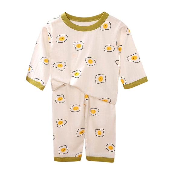 Ulanda 100% Organic Cotton Baby Long Sleeve Pajama Sets, Toddler Boy Girl 2-Piece Sleepwear (Yellow, 9-10 Years)