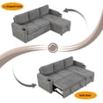 thumbnail image 3 of 83.5" Convertible Sofa Bed with USB Ports and Pull Out Bed, L-Shaped Sectional Sofa with Cup Holders and Reversible Storage Chaise for Living Room, Gray, 3 of 7