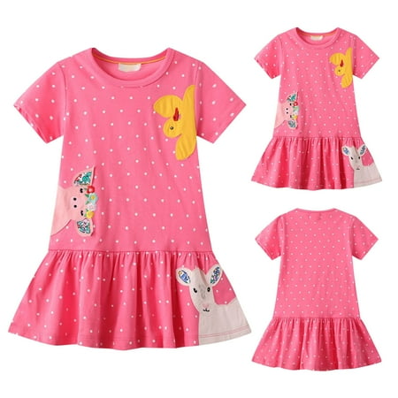 

PEASKJP Fringe Dress Toddler Girls A-Line Chiffon Flutter Round Neckline Summer Prom Ball Gown Dress A 3 Years