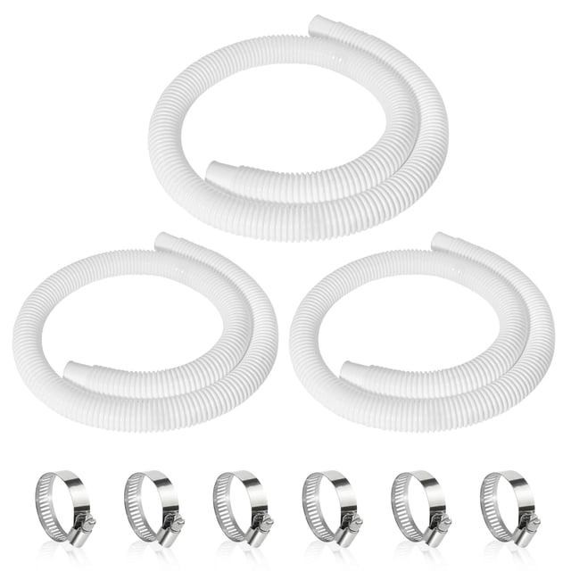 Manguera para Piscina Picatu de 1.25 cm de Diámetro y 150 cm de Largo, Paquete con 3 Piezas y Abrazaderas
