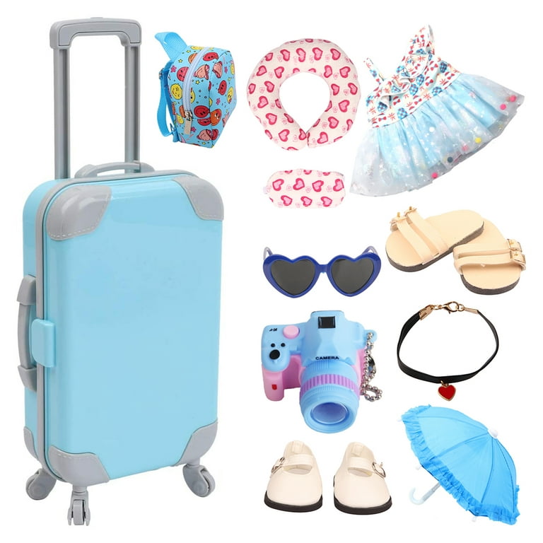 Doll Travel Suitcase with Accessories Travel Set for 18 inch