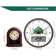 AlFajr CR-23 Madinah Themed Digital Wall Clock and Table Clock Automatic Athan Prayer Alarm Clocks and 5 Reciters – Stylish Gray/White Design