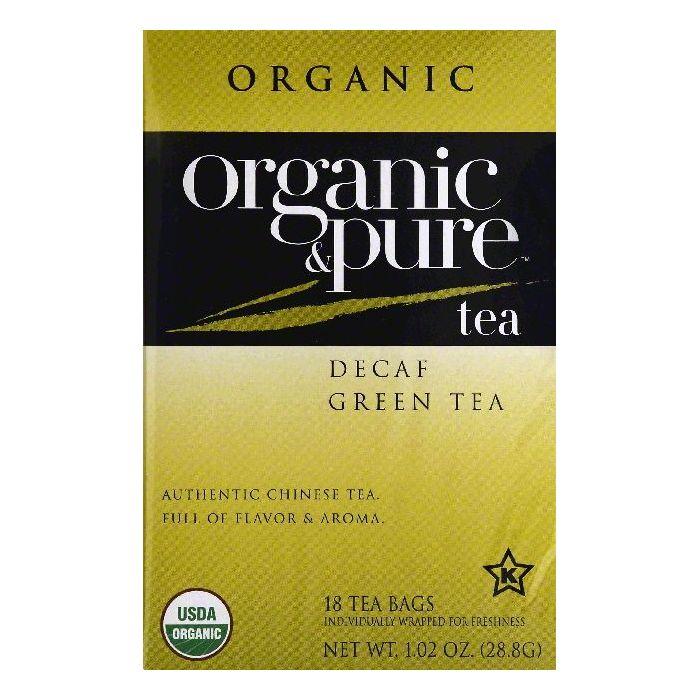 Organic & Pure Bags Decaf Organic Green Tea, 18 ea (Pack of 6