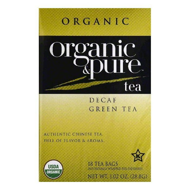 Organic & Pure Bags Decaf Organic Green Tea, 18 ea (Pack of 6