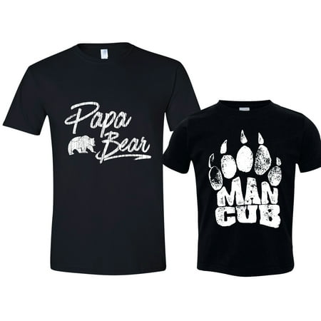 Texas Tees Brand: Papa Bear Baby Cub Matching Shirt for Father and Son, Mens Small Shirt &
