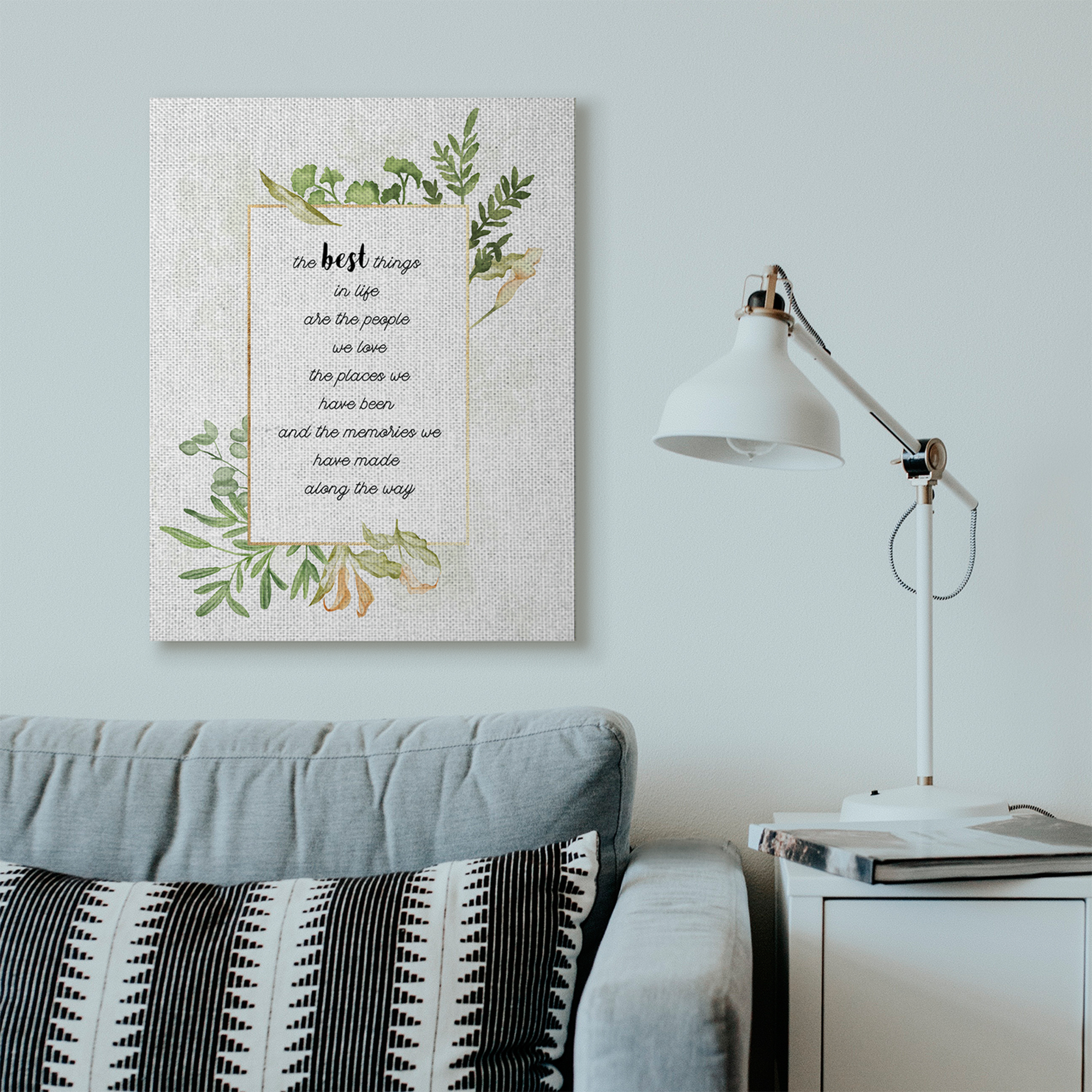 Stupell Industries The Best Things Green Gold Watercolor Inspirational Word Design Canvas Wall Art by Ziwei Li
