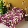 thumbnail image 2 of Ambesonne Floral Boho Fitted & Flat Sheet with Sham 3 Pcs Set, Leafy Flowers Dreamy, Twin, Pastel Pink Raspberry, 2 of 5