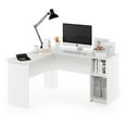 Furinno Indo White LShaped Desk with Corner Bookshelves