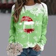 thumbnail image 2 of HNMKIU Hauts à Manches Longues pour Femmes Mode Automne et Hiver Loisirs Vacances Rouge Flocon de Neige Imprimé de Noël Col Rond Sweat à Capuche Manches Longues, 2 of 4
