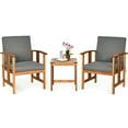 thumbnail image 4 of Gymax 3PCS Outdoor Patio Sofa Furniture Set Solid Wood Cushioned Conversation Set Grey, 4 of 9