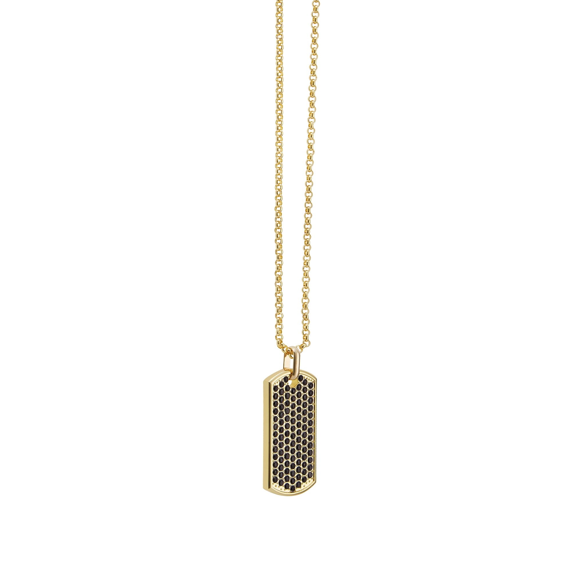 American Exchange Men's Gold Tone Metal Dog Tag Pendant Necklace