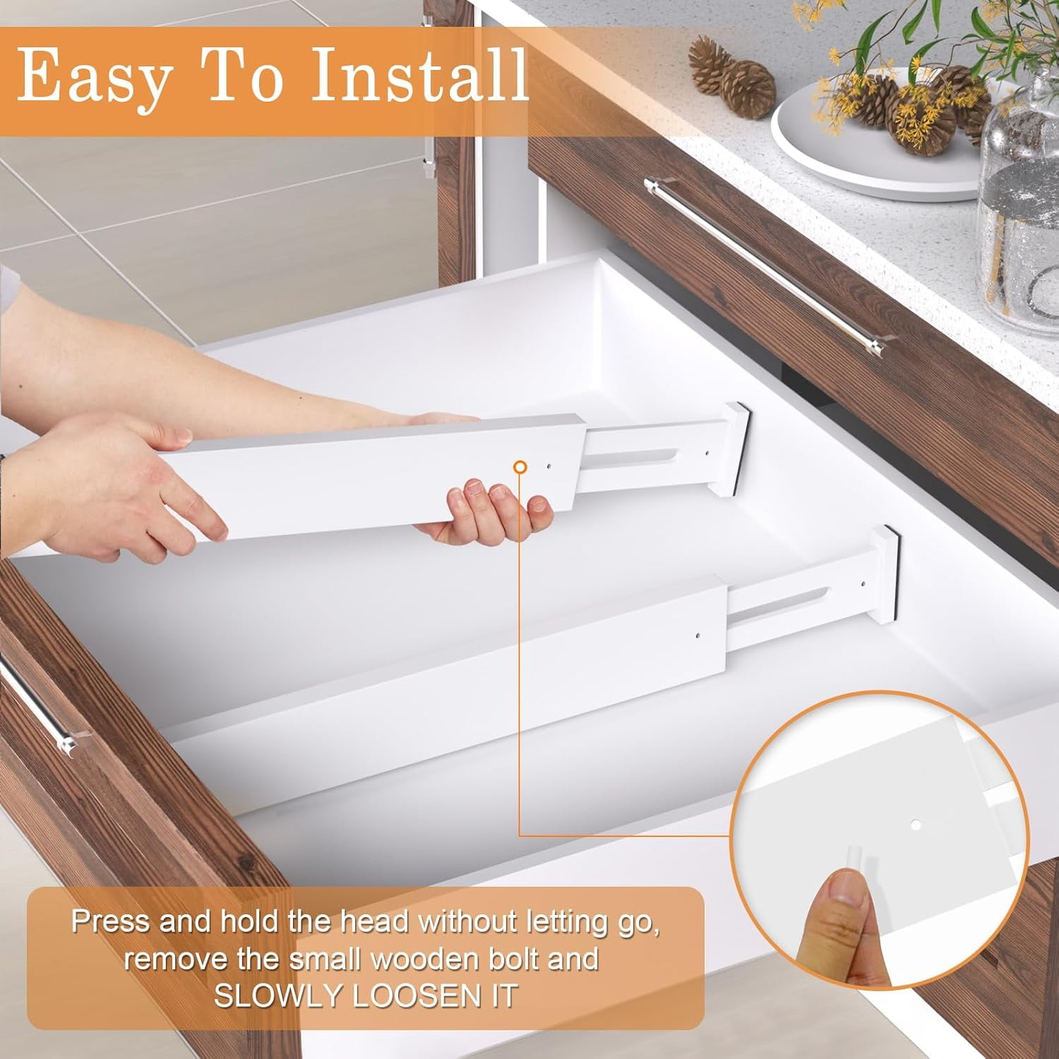 Bamboo Drawer Dividers,17-22" Adjustable Kitchen Drawer Organizer for Clothes,4 Pack Expandable Drawer Organization Separators for Bedroom,Bathroom,Dresser and Office
