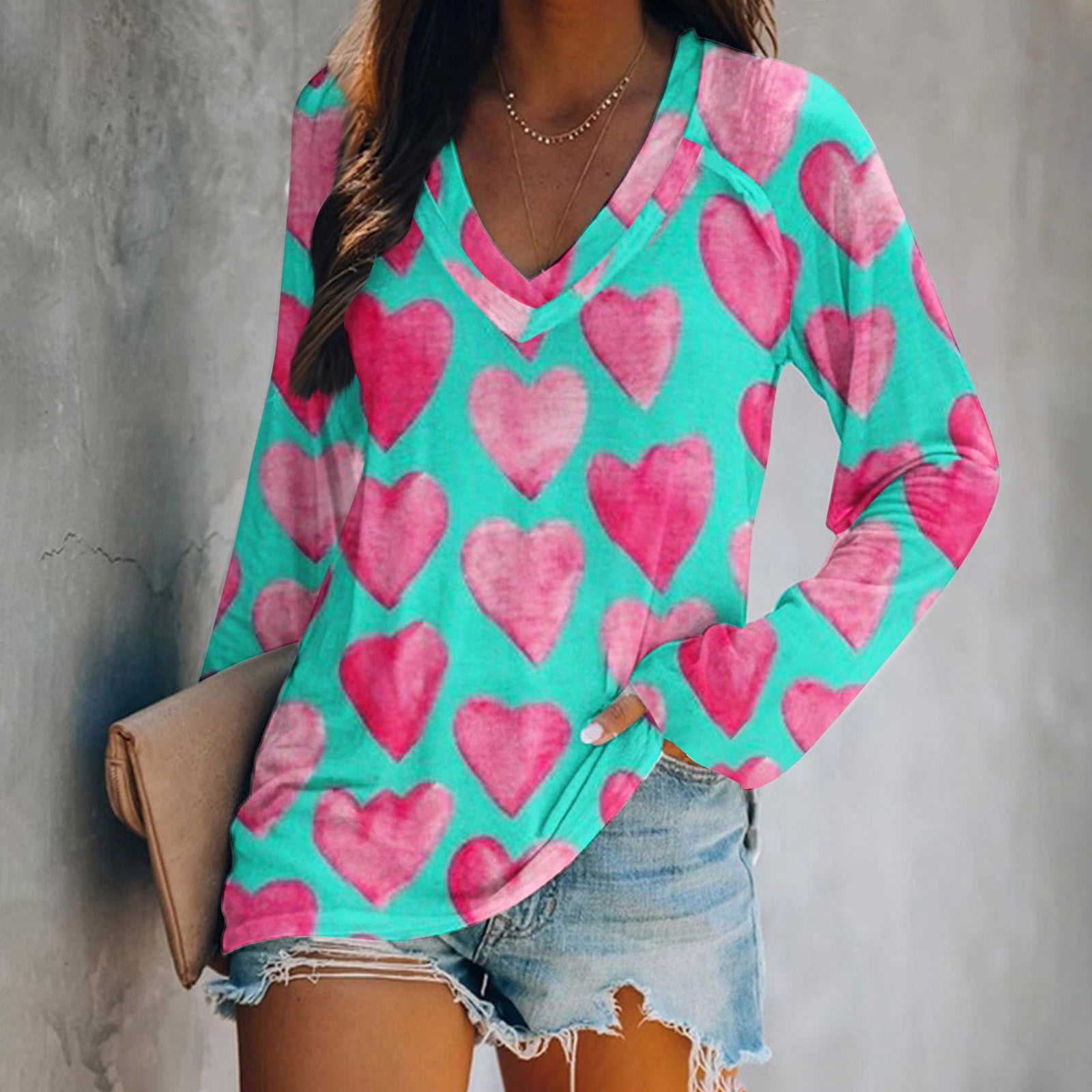 Pink and blue printed loose-fitting shirt